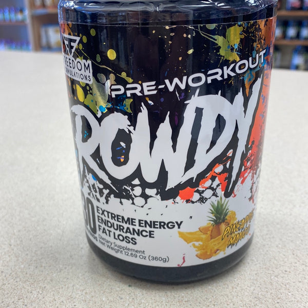 Freedom Formulations Rowdy Pre-Workout Extreme Energy, Endurance, Fat Loss Pineapple Mango 30 Serving’s