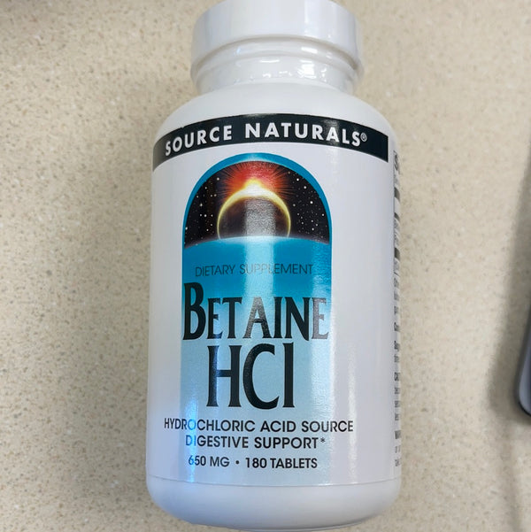 Betaine HCL 650mg Source Naturals, Inc. 180 Tabs