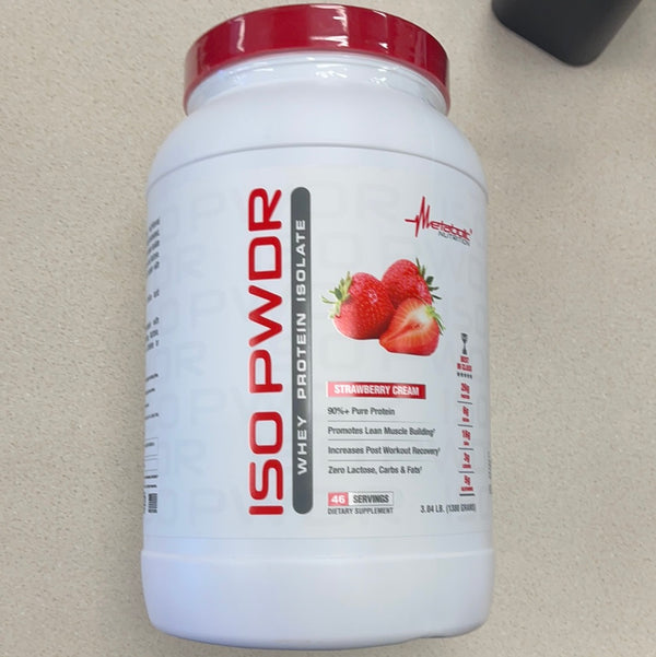 Metabolic Nutrition  ISO-PWDR Strawberry Cream 3lb, 46 Servings, 26g Protein, Fast Digesting, Zero Carbs, Delicious Flavor, Very Low Carbs & Fat, Zero Lactose