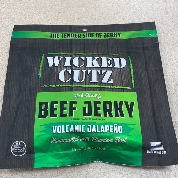Wicked Cutz Beef Jerky Volcanic Jalapeño 2.75oz 3 Servings per Container