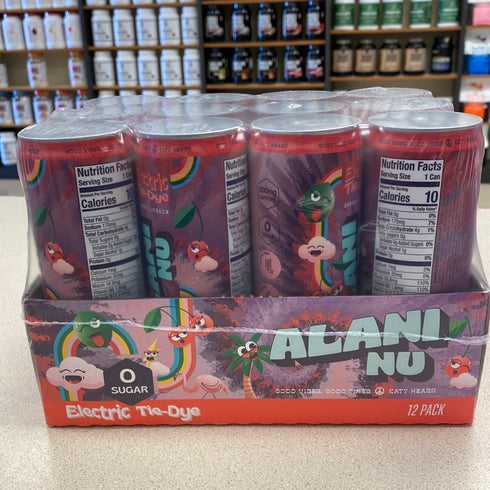 Alani Nu Sugar Free Energy Drink, Pre-Workout Performance Electric Tie-Dye (12 pack)