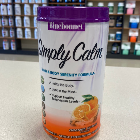 Bluebonnet Nutrition Simply Calm Powder, For Calm*, Muscle Cramps*, Stress Relief*, Soy-Free, Gluten-Free, Non-GMO, Kosher Certified, Dairy-Free, Vegan, 16 oz, 82 Servings, Orange Citrus Flavor