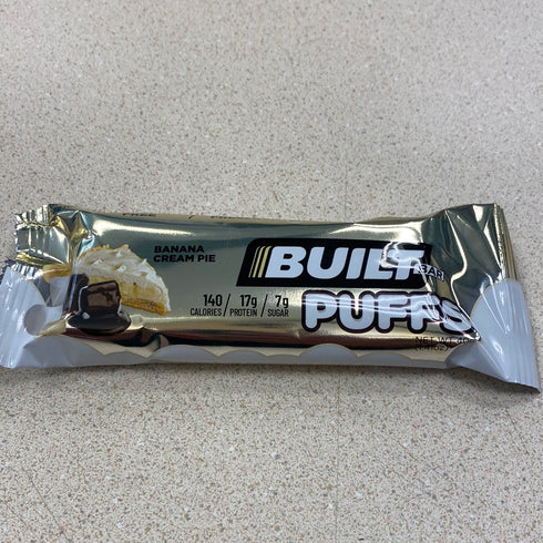 Built Bar Banana Crème High Protein and Energy Bar. Covered in 100% Real Chocolate. Low Carb and Low Sugar