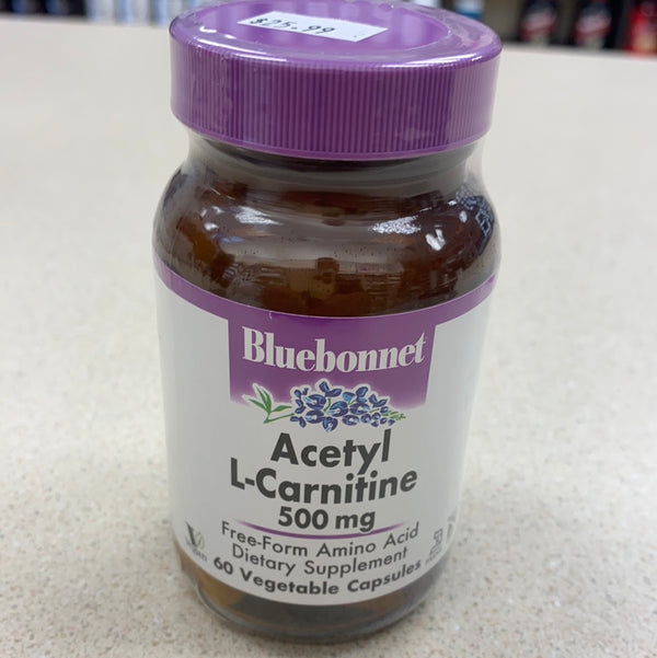 BlueBonnet Acetyl L-Carnitine 500 mg Vitamin Capsules, 60 Count