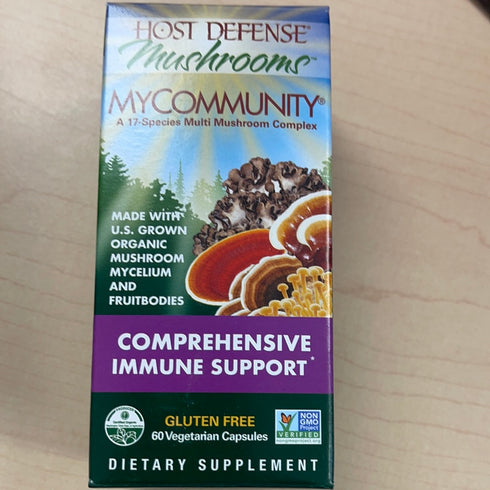 Host Defense, MyCommunity Capsules, Advanced Immune Support, Mushroom Supplement with Lion’s Mane, Reishi, Vegan, Organic, 60 Capsules (30 Servings)