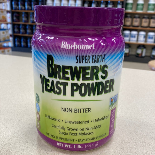 Bluebonnet Nutrition Super Earth Brewers Yeast Powder, Super Food, Whole Food, Source for Vitamins, Great Tasting, Vegan, Vegetarian, Non GMO, Gluten Free, Soy Free, Milk Free, Kosher, 1 lb