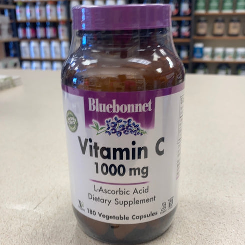 Bluebonnet Nutrition Vitamin C 1000 Mg Vegetable Capsules, Ascorbic Acid, for Immune Skin Health, Vegan, Vegetarian, Non GMO, Gluten, Soy & Milk Free, Kosher, 180 Count