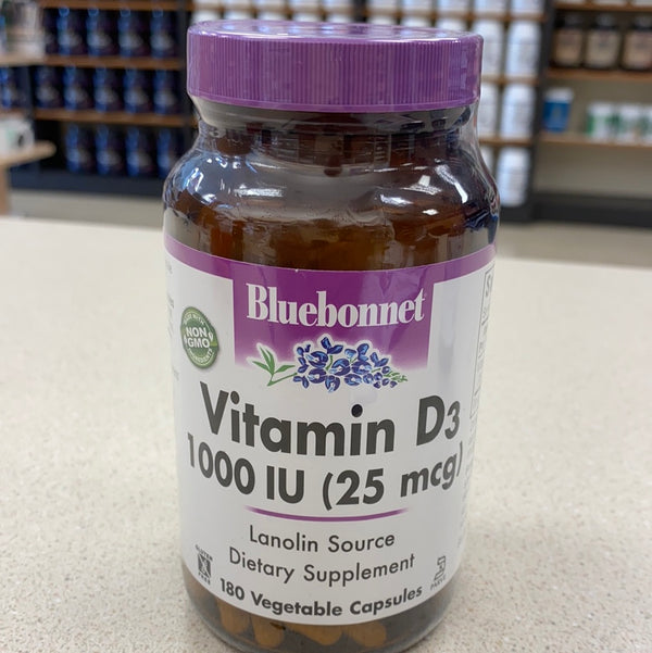 BlueBonnet Vitamin D3 1000 IU Vegetable Capsules, 180 Count