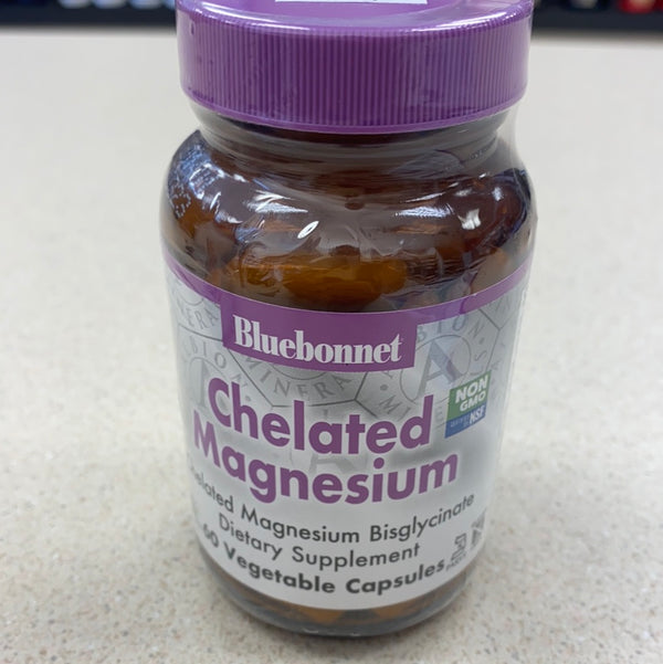 Bluebonnet Nutrition Albion Chelated Magnesium Vegetable Capsule, 200 mg, Stress Relief, Vegan, Non GMO, Gluten Free, Soy Free, Milk Free, Kosher, 60 Vegetable Capsule