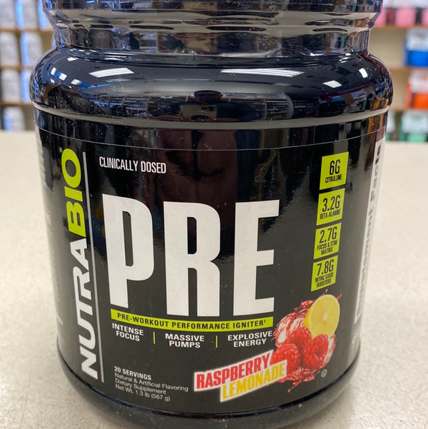 Nutrabio Pre Workout Raspberry Lemonade 20 Servings