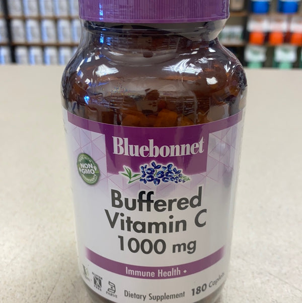 BlueBonnet Nutrition Buffered Vitamin C1000 mg Caplets Buffered Calcium Ascorbate, for Immune Health Soy Free Gluten Free NonGMO Kosher Dairy Free Vegan Caplets, White, Citrus, 180 Count